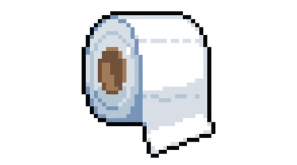 Fototapeta premium Pixel Art Toilet Paper Roll Icon.