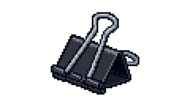 Black Binder Clip Office Supply Icon.