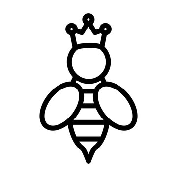 Queen Bee Vector Line Icon Design