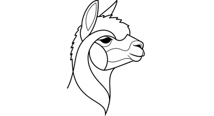 Naklejka premium Minimalist Alpaca Head Outline Drawing, Vector Art, Stylized Animal Portrait