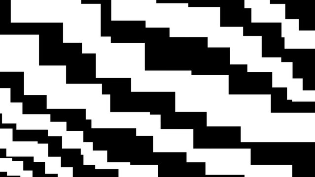 Modern abstract geometric pattern with black and white jagged stepped lines. Minimalist pixelated wavy background for creative design projects.