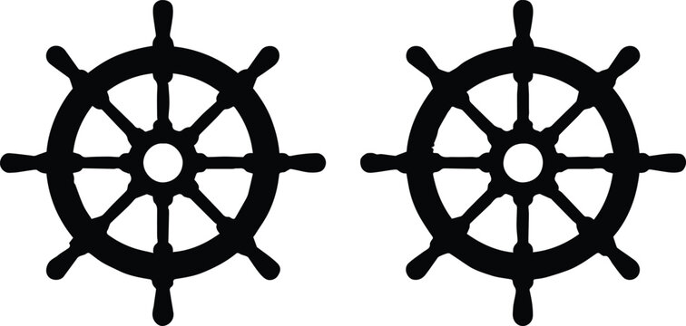 wheel ship helm steering icon set with thick outlines and nautical design style for logos