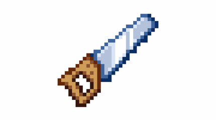 Fototapeta premium Pixel Art Hand Saw Tool Illustration.