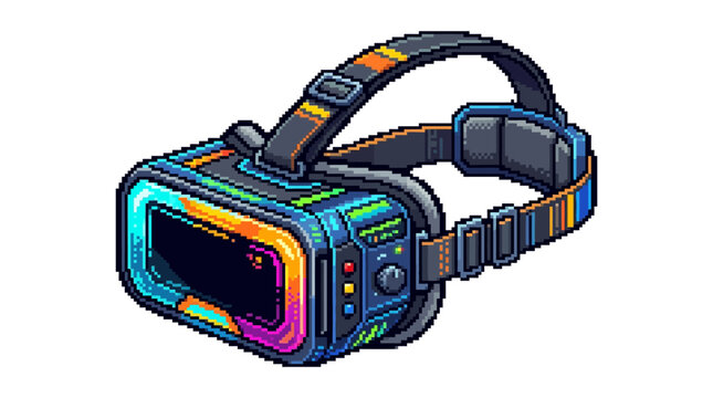 Vibrant Pixelated Virtual Reality Headset Technology.
