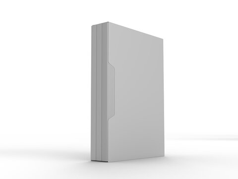 Slipcase book mockup with clean white hardcover packaging on background. Professional branding template ideal for publishing, portfolio presentation, product showcase, ads and print design. 3D render