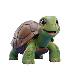 Fototapeta premium Cheerful Cartoon Turtle Standing Smiling Vector Illustration Isolated on Transparent Background