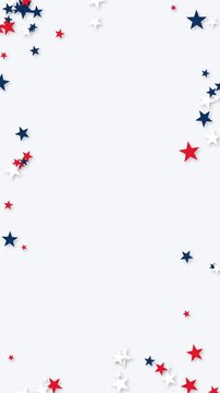 American independence day patriotic USA flag colors patriotic stars frame vertical background loop.