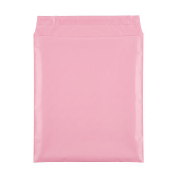 Blank pastel pink plastic poly mailer shipping envelope mockup