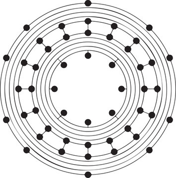 circles geometric pattern with evenly spaced dots on each ring featuring design, symmetry, art with illustration and