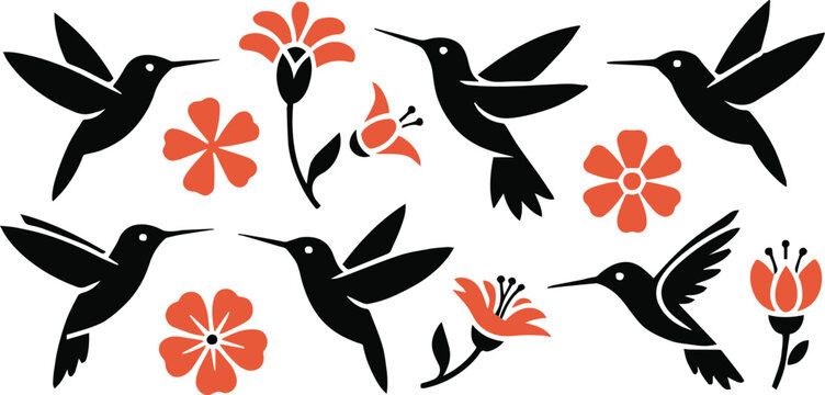 butterfly wing flower pattern with orange blossoms and leafy silhouettes for decorative design