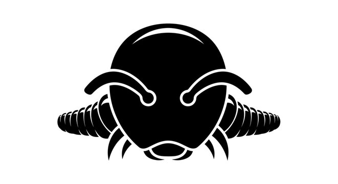 Stylized Ant Insect Logo Silhouette on White Background