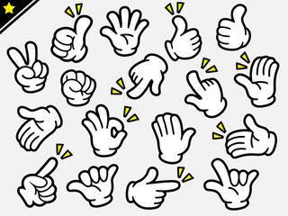 Fototapeta premium Cartoon White Glove Hand Gestures Set for Expressive Communication