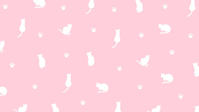 猫 シンプル パターン シルエット 動物 配信 サムネイル バナー デザイン 背景 イラスト 
