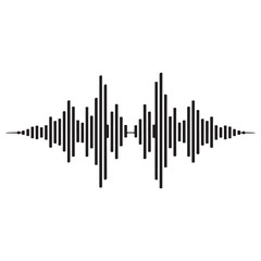 Obraz premium Black audio waveform vector icon with vertical frequency bars for music production and sound engineering
