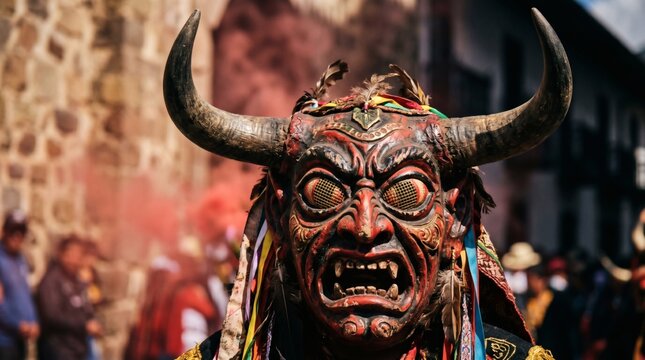 The Terrifying Devil Mask of La Diablada de P&iacute;llaro festival