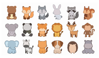 Cute mammal cartoon vector collection with forest jungle and safari animal characters © Tanjimul
