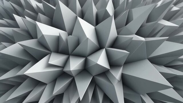 Abstract White Low-Poly Geometric Spiky Surface 4K Generative AI