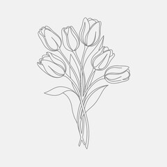 Obraz premium Elegant Tulip Flower Line Art Illustration - Minimalist Botanical Drawing