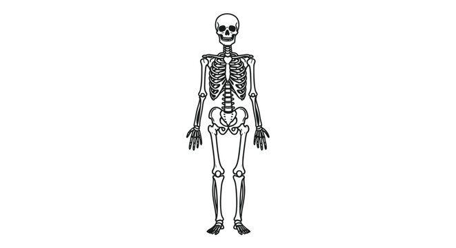 Human Skeleton Anatomy Full Body Isolated White Background