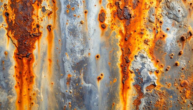 Close-up of heavily rusted and weathered metal surface texture background.
