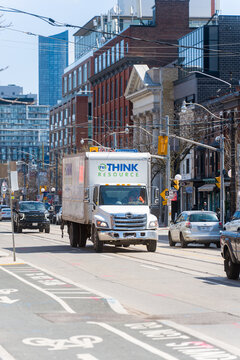 Toronto, Canada - April 17, 2026: Wellbranded logistics vehicle skillfully navigates through congested Toronto streets