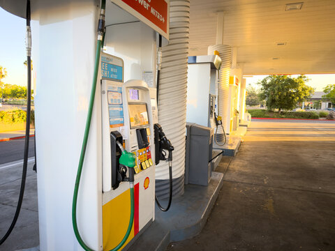 Shell Gas Station Pumps At Empty Forecourt