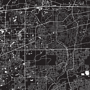 Naperville Illinois Vector Map, Detailed City Street Map Black and White Minimalist Line Art