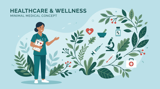 Medical professional presentation of healthcare and wellness concept