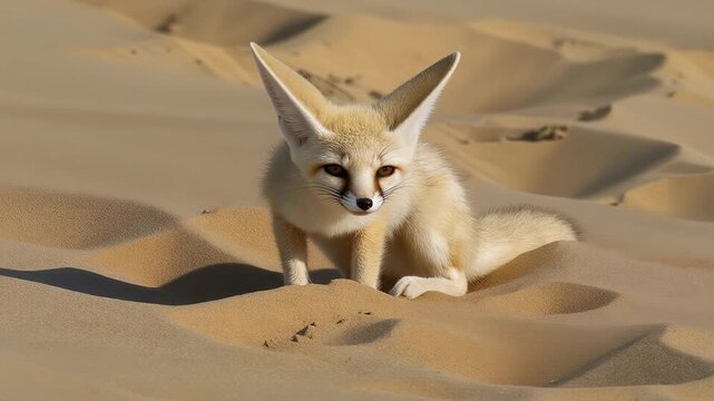 Fennec Fox in Sand Dunes 4K Generative AI