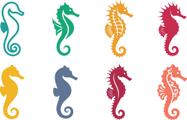 Seahorse Illustration Collection with Colorful Marine Animal Icons for Ocean Graphic Design Projects © GeetaRani