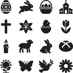 Obraz premium Black and white religious and cultural symbols collection, signs, and emblems religious symbols