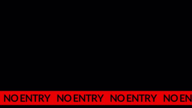 No Entry Warning Banner Text Animation for Restricted Area Notice in 4k animation with alpha channel no entry warning animation on transparent background 