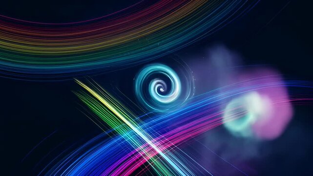Glowing orange light swirl with fire texture smoke abstract color glow and smooth wave shape on dark background gradient motion streak curve