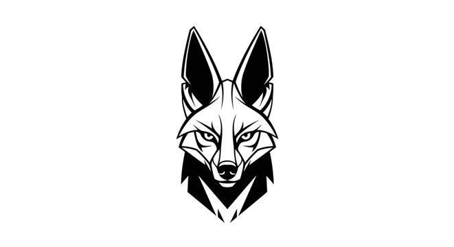 Wild Fox Head Logo Design, Minimalist Black and White Animal Graphic