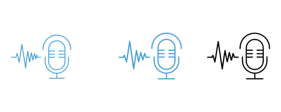 AI Smart Voice Assistant Microphone Icon Set for Voice Command and Audio Control Interface Design