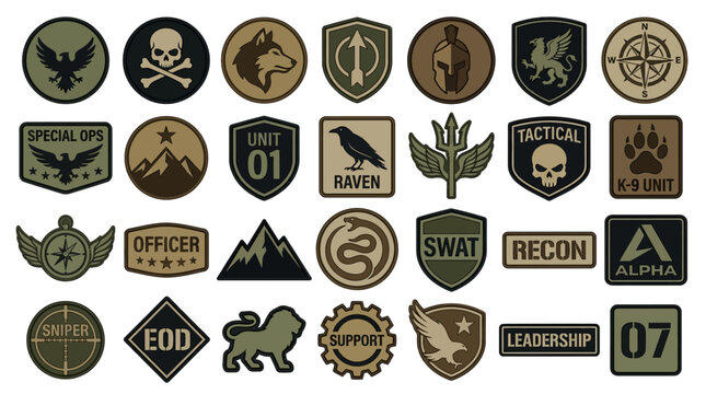 Military Patches Set: Tactical Insignia, Emblem, Badge & Emblem Collection