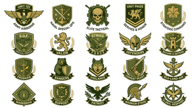 Military Insignias and Emblems Collection: Army, Navy, Special Forces, Airforce