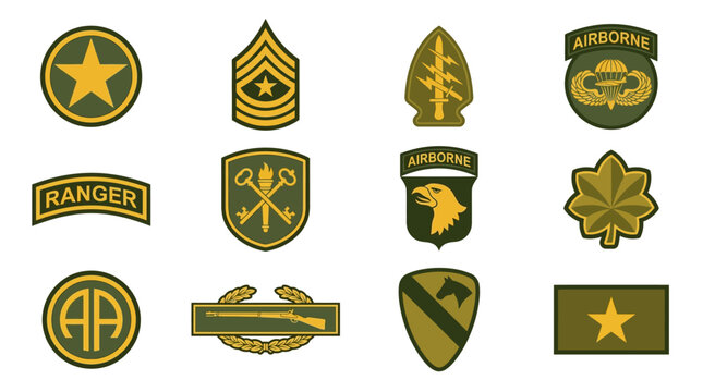US Army Insignia and Patches Collection: Military Ranks, Units, Airborne, Ranger