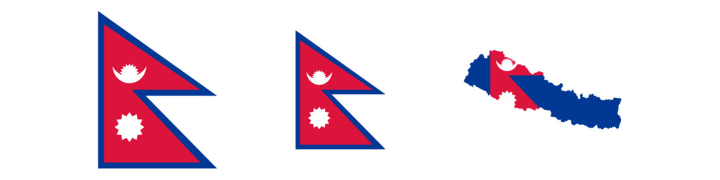 nepal flag, nepal circular flag, nepal map flag flat icon