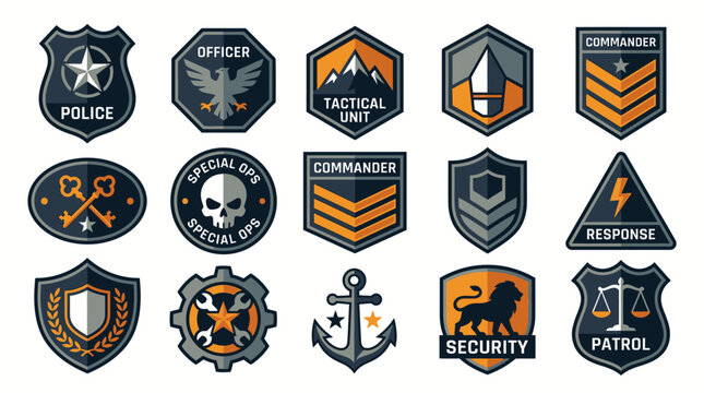 Military & Police Badges Set: Security, Tactical, Special Ops, Law Enforcement Icons