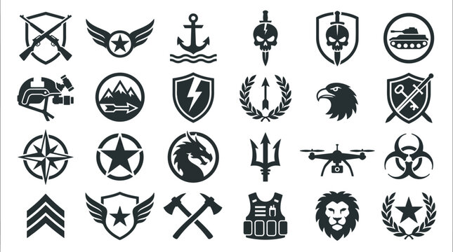 Military & Security Icons: Emblem Collection