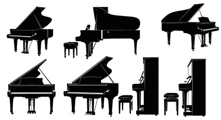 Grand Piano Silhouettes Collection: Various Designs and Styles © Sisil