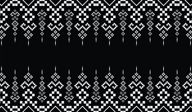 Nature vintages cross stitch traditional ethnic pattern paisley flower Ikat background abstract Aztec African Indonesian Indian seamless pattern for fabric print cloth dress carpet curtains and sarong