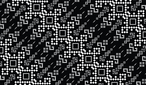 Nature vintages cross stitch traditional ethnic pattern paisley flower Ikat background abstract Aztec African Indonesian Indian seamless pattern for fabric print cloth dress carpet curtains and sarong