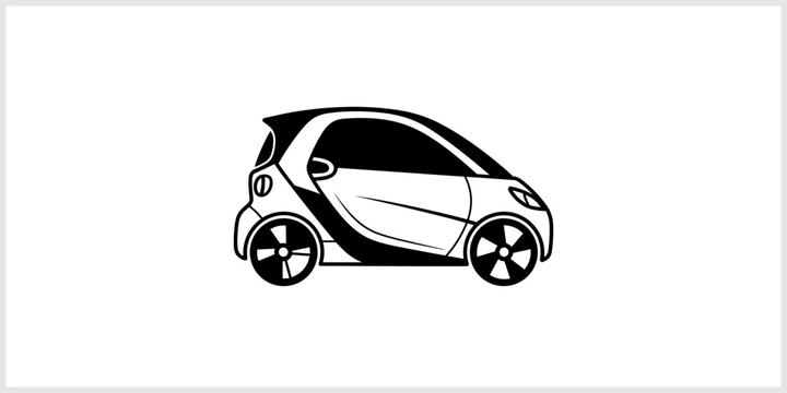 Modern Smart Car Silhouette With Black and White Design