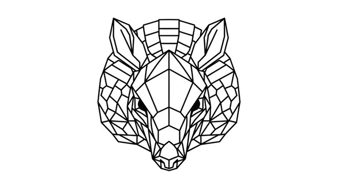 Geometric Armadillo Head Line Art - Low Poly Animal Illustration