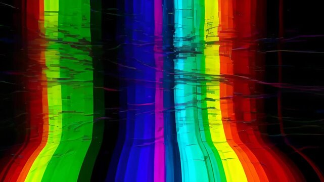 Glitch digital effect colourful horizontal abstract light texture dark background with neon colour fragments, vivid rainbow line, broken pixel texture, and streaked abstract space for SEO