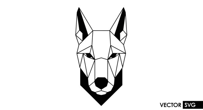 Geometric Wolf Head Icon - Low Poly Animal Art