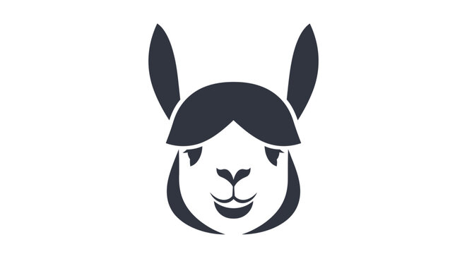 Minimalist Alpaca Icon, Stylized Llama Face, Vector Art