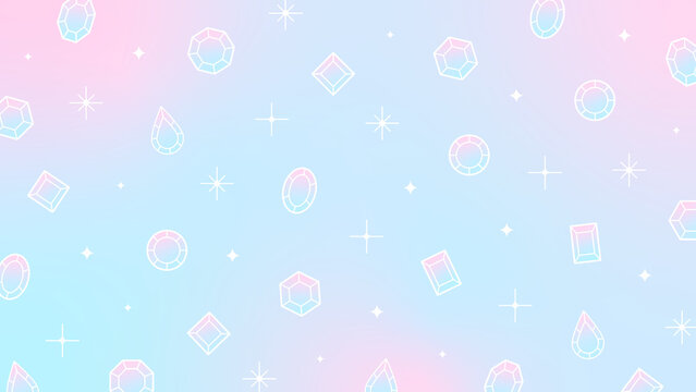 宝石 ジュエル グラデーション パステル キラキラ 配信 サムネイル バナー デザイン 背景 イラスト 
